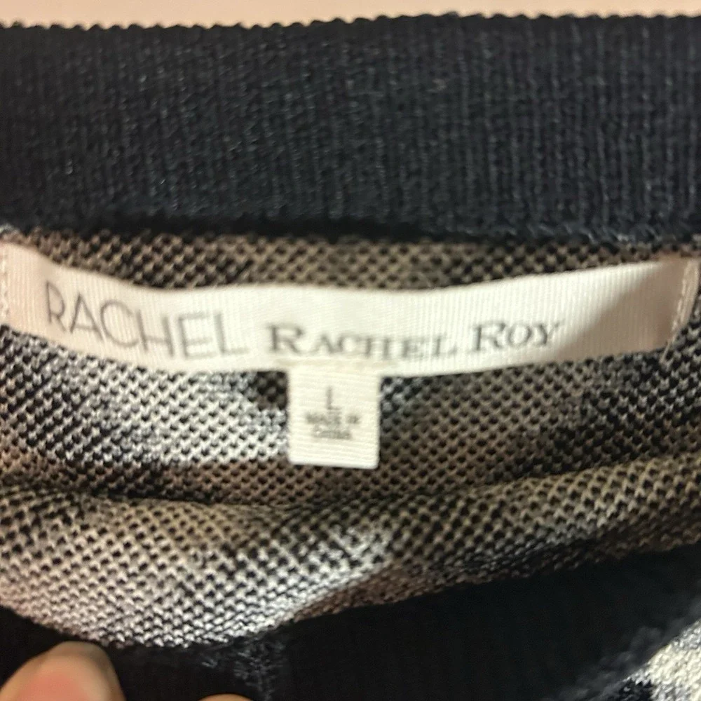 Rachel Roy Stretchy Mini skirt Black/gray/white Funky Geometric Print Sz Large